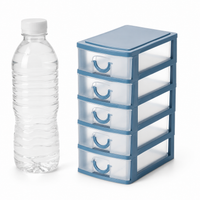 Plastic Storage Case, Small Item Organizer, 5 Drawers, Desktop Storage, Desk Organizer, Transparent, Stackable, 18L