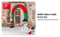 Red and Green Santa Snowman Arch Snowflake Print Inflatable Christmas Arch Festive Outdoor Christmas Decoration Stable Support