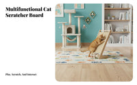 Sisal Cat Scratcher with Toy Balls Solid Wood Frame Sisal Scratching Surface with Toy Low-Shedding Wooden Cat Scratching Board for Indoor Cats