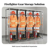 Double-Sided Fire Suit Stand Electric Firefighter Gear Rack Heavy Duty Rotating Turnout Gear Locker for Firefighters, Emergency Responders