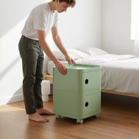 Bedside Storage Cabinet Modern Minimalist Style Narrow Side Table with Drawers Mobile Design Rolling Storage Cart for Small Areas, Living Room