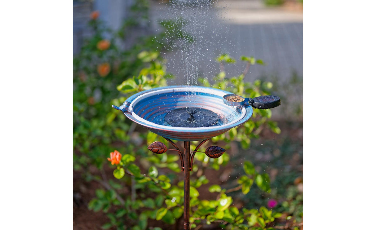 Avian Bath Feeder Combo Weather Resistant Solar Avian Bath with Stand Easy to Clean Sturdy Duty for Gardeners