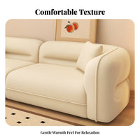 Modern Minimalist Design Curved Boucle Two-Seater space-saving Size Loveseat snug Feel Couch Chic Elegance for Small Apartment Dwellers, Interior Designers, Homeowners, Living Room, Lounge Area, perusing corner, Bedroom