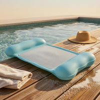 Air Tube Mesh Pool Lounger Rectangular Inflatable Pool Buoyant Lounger Padded Floating Recliner Light Blue
