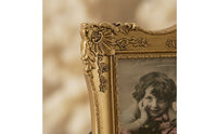 Ornate Carved Picture Frame Antique-Style Resin Photo Frame Gold-Toned Tabletop for Living Room, Bedroom, Entryway