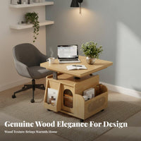 Transformable Elevate-Top Coffee Table Multi-Functional Living Room Furniture Space-Saving Design 360° Rolling Wheels
