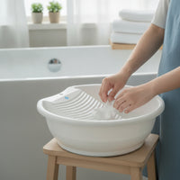Plastic Wash Basin with Rubbing Board Round Wash Basin with Washboard Shallow Laundry Tub with Washboard Compact for Students, Parents, Bathrooms, Dorm Rooms, Apartments