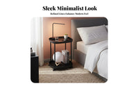 Minimalist Design Rolling Side Table Space Saving Tiered Mobile Side Table Compact Design Household Furniture With Wheels for Apartment Dwellers, Homeowners, Students, Living Room, Bedroom, Balcony, Small Areas