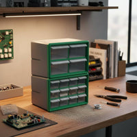 Easy to Sort Small Parts Organizer Cabinet Multi-Purpose Small Parts Drawer Cabinet Clear Drawers Screw Storage Organizer Stackable for Workshop, Garage, Repair Bench