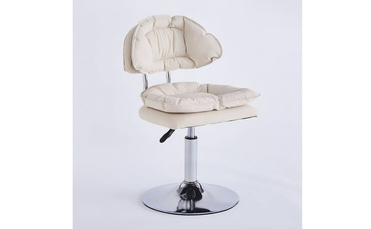 Height-Adjustable Swivel Vanity Chair Padded Swivel Stool with Backrest Cushioned Vanity Chair High-Density Foam for Makeup Room