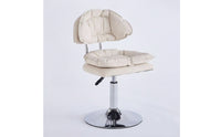 Height-Adjustable Swivel Vanity Chair Padded Swivel Stool with Backrest Cushioned Vanity Chair High-Density Foam for Makeup Room