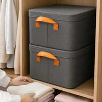 Fabric Wardrobe Storage Box with Lid, Foldable Clothes Organizer for Home Dormitory