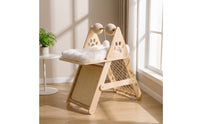 Wooden Cat Tree with Cushioned Perch Space-Saving Cat Climbing Frame Cozy Pet Furniture Soft for Kittens