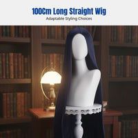 Cosplay Wig, Long Straight Black Hair, Middle Part, High Temperature Fiber, Unisex, Multiple Colors