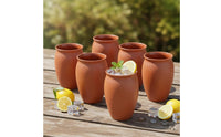 6 Pieces Terracotta-Brown Cantarito Cup Dishwasher Safe Cup Sturdy Drinking Cups Rustic for Hosts, Bartenders, Home Establishments, Parties, Everyday Use