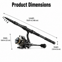 Telescopic Fishing Rod and Reel Combo Carbon Fiber Sea Rod Fast Action 180cm