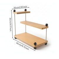 Desktop Storage Rack Staggered Shelves Wooden Desk Rack Raised Feet Cup Shelf Stand