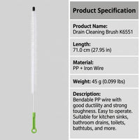 Flexible for Hair Clog Remover, Bendable Pipe Cleaning Brush Tool for Kitchen Sink and Drain, Clogged for Homeowners