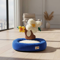 Potted Tree Cat Bed Woven Cat Furniture with Bed Decorative Flowers Animal Furniture