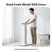 2 Pieces Wood Grain Finish Bookshelf Speaker Stand Universal Compatibility Floor Speaker Stand Anti-Slip Pads Audio Accessory Stable Base for Home Theater Enthusiasts, Audiophiles, KTV Room, Desktop