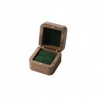 Velvet Velvet-Lined Walnut Band Box Proposal Gift Double Slot Band Box Natural Grain Jewelry Storage for Engagement, Wedding