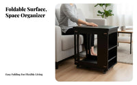 Three-Tier Foldable Trolley Space-Saving Mobile Furniture With Casters Adaptable for Students, Educators, Living Room