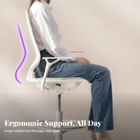 Lumbar Support Rolling Drafting Chair Adjustable Height Ergonomic High-Back Mesh Chair With Foot Ring Office Furniture 360° Swivel for Students, Architects, Artists, Study Room, Studio, Reception Area