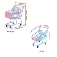 Wire Mini Shopping Cart with Wheels Small Mini Shopping Cart Tiny Desktop Organizer Novelty for Vanity