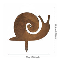 4 Pieces Rust Finish Weathered Snail Outline Whimsical Design Iron Spiral Sculpture for Patio