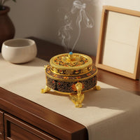 Enameled Aroma Burner Elegant Workmanship Vintage Aroma Holder Metal Aroma Heater Promotes Relaxation Vintage Design Censer