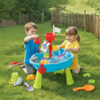 Outdoor Pirate Ship Water Table Plastic Water and Sand Table Interactive Sensory Playset Summer for Toddlers, Backyard
