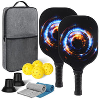 Fiberglass Pickleball Paddle Set with Carbon Fiber Honeycomb Core