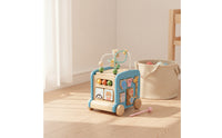Wooden Activity Bus Multifunctional Activity Cube with Bead Maze Developmental Shape Sorter with Beads for Infants, Preschoolers