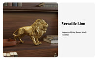 Resin Lion Sculpture European Design Resin Lion Figurine Creature Figurine Symbol of Strength Symbol Decoration Collectible