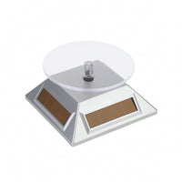 Display Stand with Solar Panels 360 Degree Solar Display Turntable Clear Top Compact for Jewelers, Jewelry Store, Retail Window