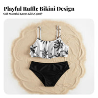 girls' Ruffle Bikini Quick Absorbent Two-Piece Ruffle Bathing Suit Stretch Material High Waist Swim Set for Kids, Teens, Summer Vacation, Swimming