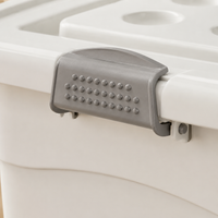 Wheeled Storage Box, Large 40-50L Heavy Duty Storage Box with Lid, White Tool for Bedroom & Laundry, 47.5x35x28cm