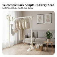 Suction Cup Clothes Rack Drill Floor Standing Laundry Hanger Foldable Telescopic Dehumidifying Pole for Apartment Dwellers, Renters, Balcony, Indoor