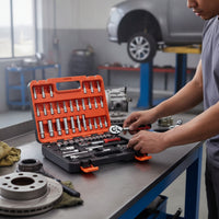 53 Pieces Socket Wrench Tool Kit Automotive Socket Set with Ratchets Mechanical Mechanics Tool Set for Home Mechanics, Garage, Roadside
