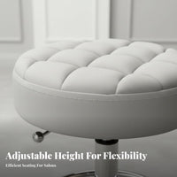 Thick Padded pad Adjustable Round Stool with Casters Easy to Clean Rolling Seat Multi-Purpose rotating Chair for Nail Technicians, Salon Professionals, haircut specialist Shop, Vanity, Clinic, Workshop