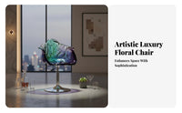 Adjustable Height Transparent floretrear High Stool 360° rotate Transparent Pedestal Chair Luxury aesthetic Household Furniture Modern Look for Interior Designers, Business Owners, Homeowners, Home Bar, Restaurant, Cafe, Kitchen Island