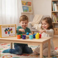 Color Sorting Bowl Set Rainbow Sorting Toy with Cups and Balls Cup and Ball Toy Preschool Wooden for Toddlers, Classroom