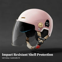 Helmet CCC Certified Half Face Motorbike Helmet Removable & Washable Liner Secure Headwear for Women, All Seasons, City Riding