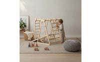 Wooden Climbing Frame with Swing Wood Indoor Jungle Gym Freestanding Indoor Playground with Slide for Kids, Young Children, Playroom