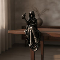 Reaper Statue with Bird Hooded Gothic Statue Black Decor for Halloween, Bookshelf