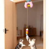 Interactive Door Hanging Cat Toy Hands-Unattended Retractable Cat Toy Elastic Replaceable for Apartments