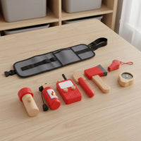 Wooden Firefighter Toy Set Educational Firefighter Role Play Set Realistic Design Kids Fire Save Playset for Preschoolers, Classroom, Costume Party