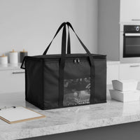 Aluminum Foil Lined Picnic Bag Reusable Insulated Thermal Tote Bag Clear Front Pocket Large Zippered Food Carrier for Beach