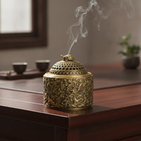 Tabletop Scent Holder Decorative Scent Holder with Lid Vintage Brass Censer for Desk