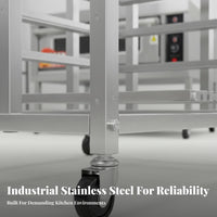 Stainless Steel Cooking Rack Heavy Duty Rolling Bakery Cart Locking Casters Commercial Bakery Rack for Culinary Experts, Caterers, Cafeteria